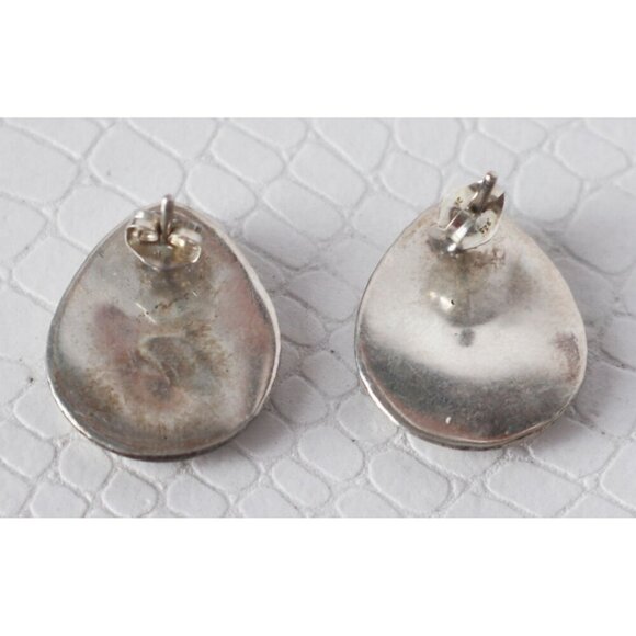 Navajo Vintage Turquoise Bear Paw Sterling Silver Necklace and Earrings Set - Picture 6 of 9